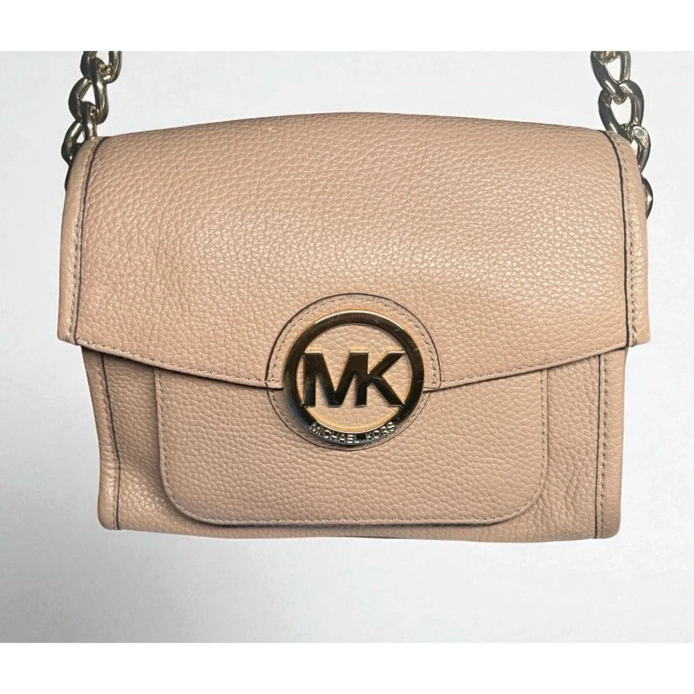 Michael Kors Crossbody Shoulder Bag Taupe Pebbled Leather Lk Nw